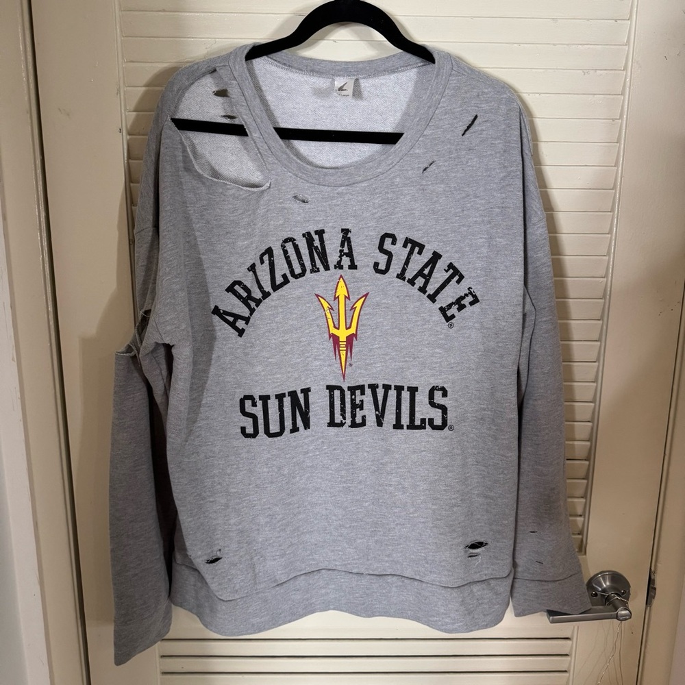 Distressed Arizona State Sun Devils Gray Sweatshirt sz XL